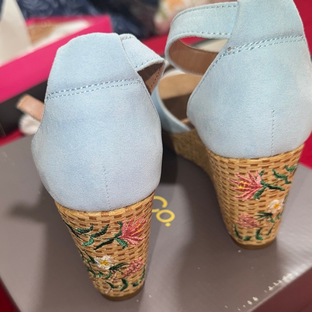 Style & Co. Blue Floral Embroidered Wedges - Picture 14 of 16